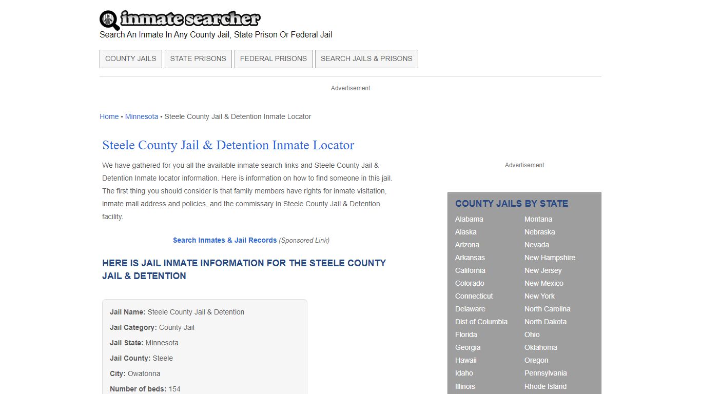 Steele County Jail & Detention Inmate Locator - Inmate Searcher