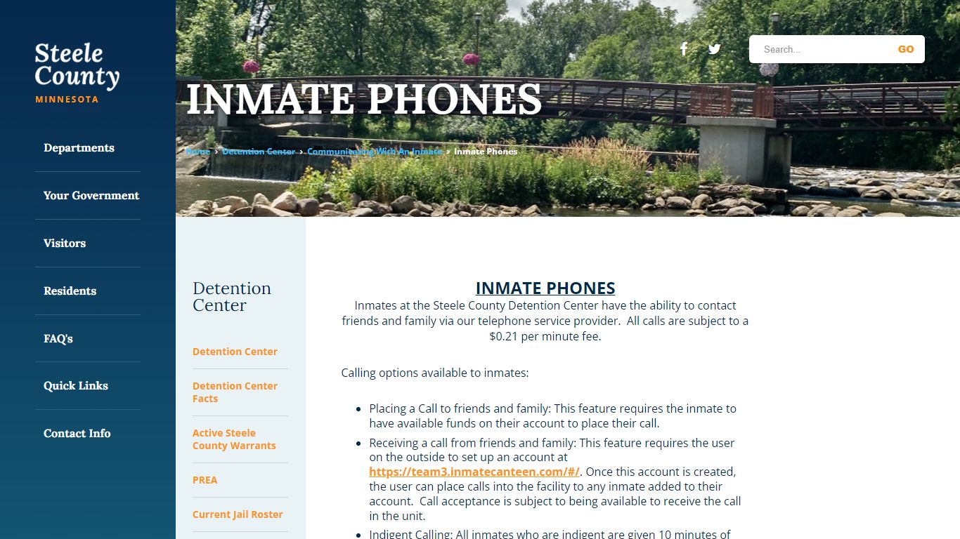 INMATE PHONES - Steele County, Minnesota